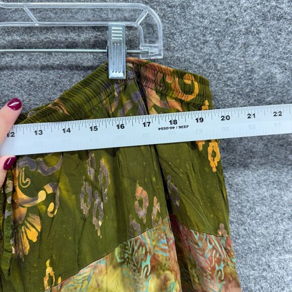 LotusTraders Skirt Women 3X Plus Green Striped Maxi Long Drawstring Rayon Casual - Picture 3 of 7